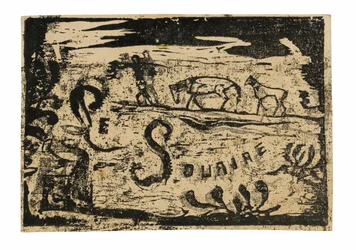 Man Carrying Bananas Followed by Two Horses, headpiece for Le sourire