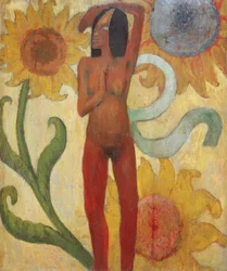 Nude Female Figure with Sunflowers (or Caribbean Woman)