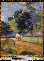 Landscape. A Horse on a Road