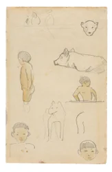 Sketches of Standing Figures and Animals