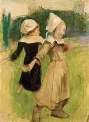 Study for: Breton Girls Dancing, Pont-Aven