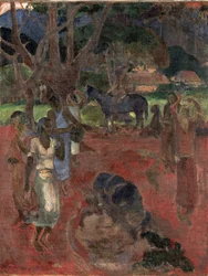 Tahitian Landscape with Nine Figures