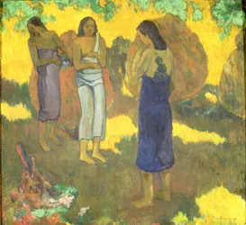 Three Tahitian Women against a Yellow Background