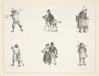 Two Subjects and Four Standing Figurines