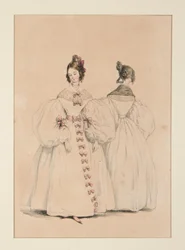 IN THE EVENING. Dresses of muslin and Florence gauze, ...