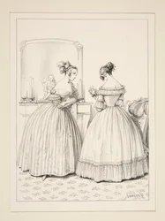 Dress of striped velvet (Delisle, Rue de Choiseul). ...