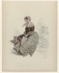 Woman Walking in the Wind with a Parasol, 1840