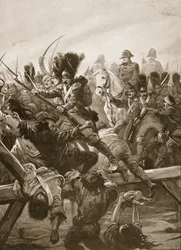 When the remnant of the Guard was seen clearing a way for the Emperor, there was a rush, illustration from 