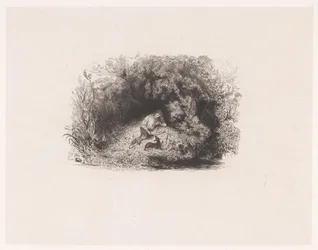 Title Page with Man Reading with Dog in a Forest