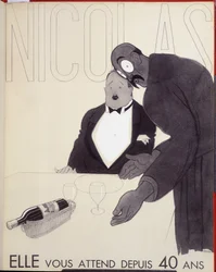 She Has Been Waiting for You for 40 Years - Advertisement for Nicolas, Drawing by Paul Iribe
