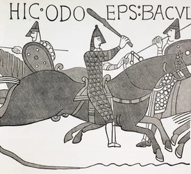 Bishop Edues Encouraging Soldiers at the Battle of Hastings (after a detail in the Bayeux Tapestry)