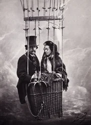 Paul Nadar and His Wife in the Basket of the Balloon (hot air balloon)