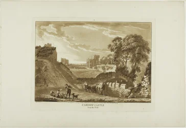 Cardiff Castle from the West, plate two from Twelve Views in Wales
