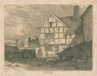 Wolverhampton - Ruins of a half-timber house: steel engraving, nd [c.1815]