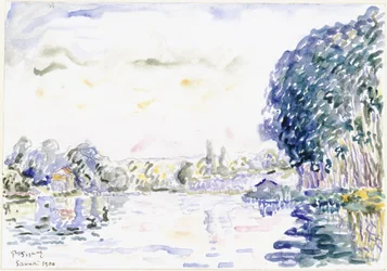 River Landscape with a Cottage and Trees
