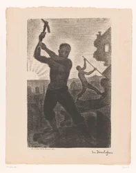 Two men demolishing a building (The demolishers)