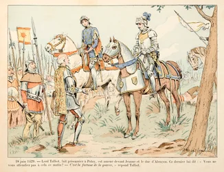 Illustration taken from the book Joan of Arc by Theodore Cahu and illustrated by Paul De Semant: On June 18