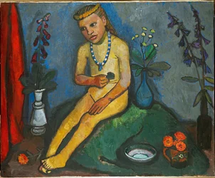 Seated Nude Girl with Flowers
