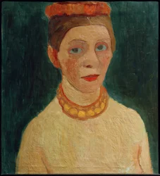 Self-Portrait with Red Wreath in Hair