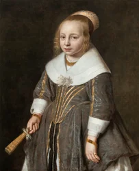 Portrait of a Young Girl Holding a Fan