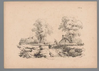 Landscape with Two Houses and Two Figures on a Road (Landscape Studies by Paulus Lauters)