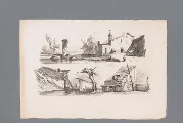 Two views of houses (series title: Principles of Landscapes)