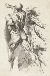 Anatomical Study of Three Figures with Outstretched Arms