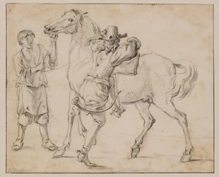 A Man Mounting His Horse