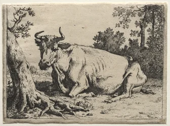 The Cow Lying Down Near a Tree