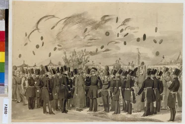 Grand Duke Mikhail Pavlovich Visiting the Camp of the Life Guard Finland Regiment on July 8, 1837