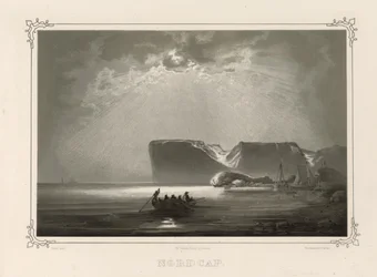 North Cape. Illustration from the book Norway Represented in Drawings by Asbjørnsen, P.Chr. and published by Chr. Tønsberg (1848)