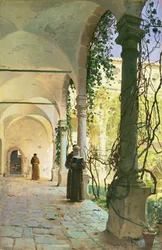 In the Cloisters of Santa Maria Jesus Monastery, in Taormina