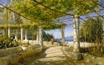 Pergola on Capri with View of Vesuvius