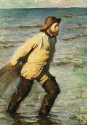 A Fisherman Hauling in his Nets