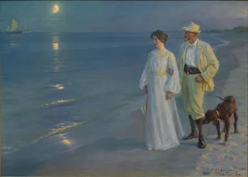Summer Evening at Skagen beach, The artist and his wife