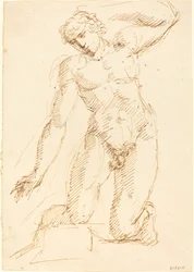 A Male Nude Kneeling