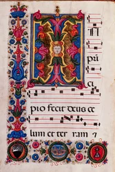 Piccolomini Library: choir book, cod. 5.E, ff. 4v with “Foliated initial”