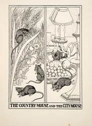 The Country Mouse and the City Mouse, from A Hundred Fables of Aesop, pub.1903