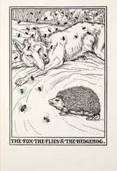 The Fox, the Flies and the Hedgehog, from Fontaine Fables