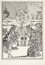The Lion and his Associates, Frontispiece, from Fontaine Fables, pub. 1905