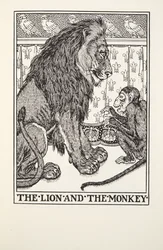 The Lion and the Monkey, from Fontaine Fables, pub. 1905