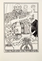 The Man and the Wooden God, from Fontaine Fables