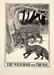 The Wild Boar and the Fox, from A Hundred Fables of Aesop, published 1903