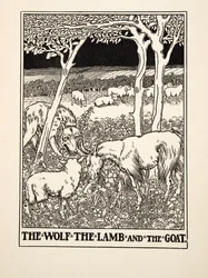 The Wolf, the Lamb and the Goat, from A Hundred Fables of Aesop, pub.1903