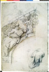 Study for a Fresco with a Prophet Figure and Two Putti
