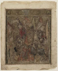 A hunt in the mountains, from a Shahnama