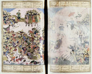 Battle Between Isfandiyar and Arjasp, illustration from the Shahnama (Book of Kings)