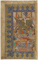 Bilqis enthroned from a Khamsa (Quintet), c.1560