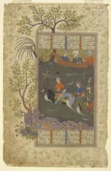 Kay Khusraw, Farangis and Giv Cross the Jayhun from a Shahnama (Book of Kings), c.1590-1600