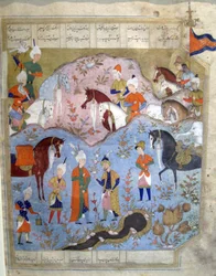 Meeting of Siyarvush and Afrasiyab from the Firdosi Shahnam